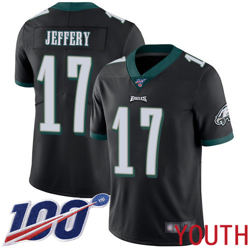 Youth Philadelphia Eagles 17 Alshon Jeffery Black Alternate Vapor Untouchable NFL Jersey Limited Player